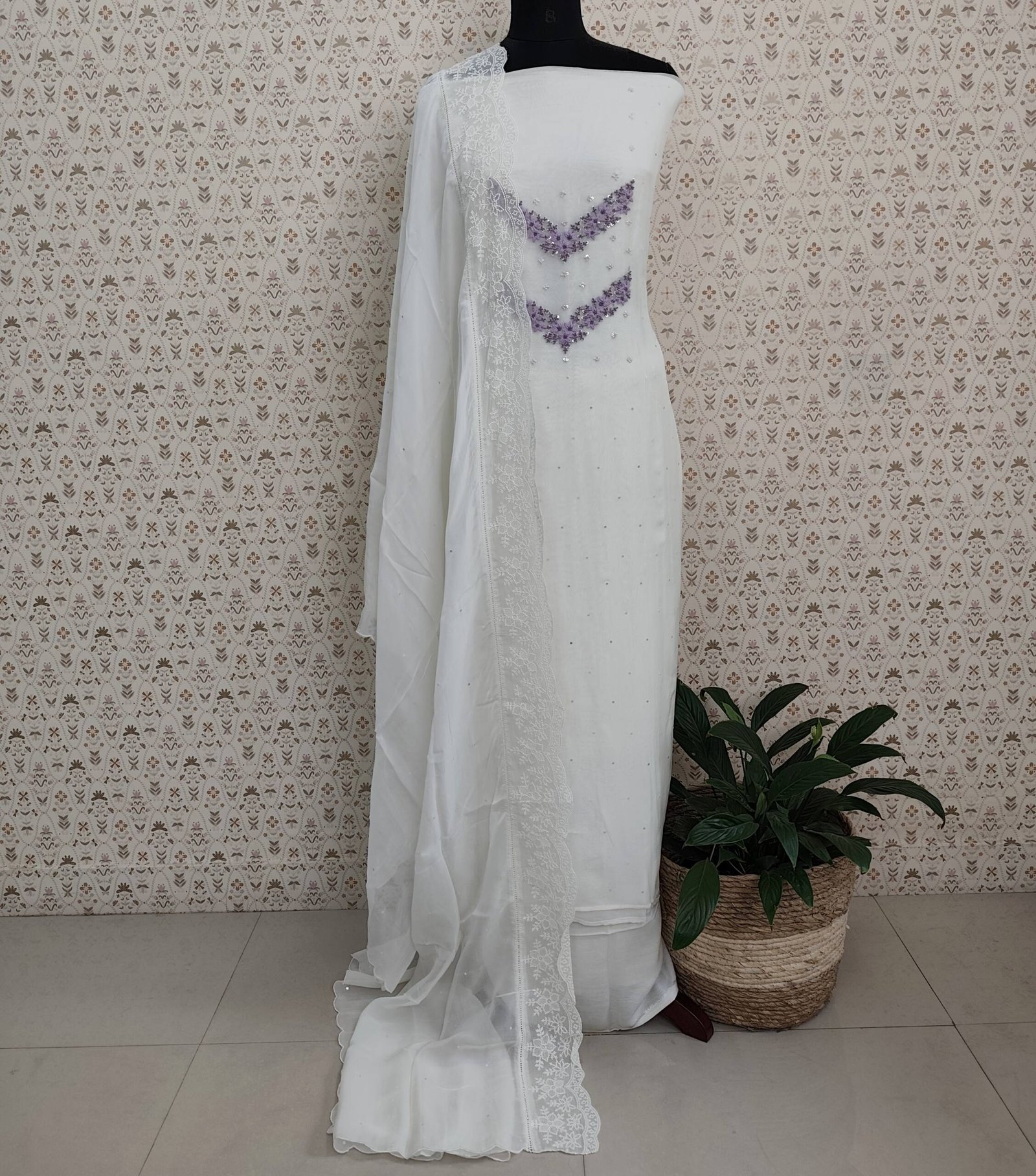 PURE VISCOSE ORGANZA HAND WORKED SUITS