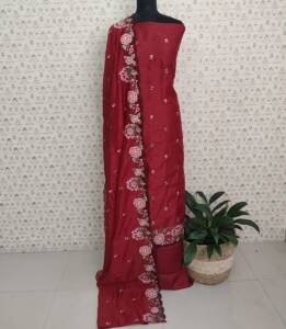 CHANDERI SILK EMBROIDERED SUITS