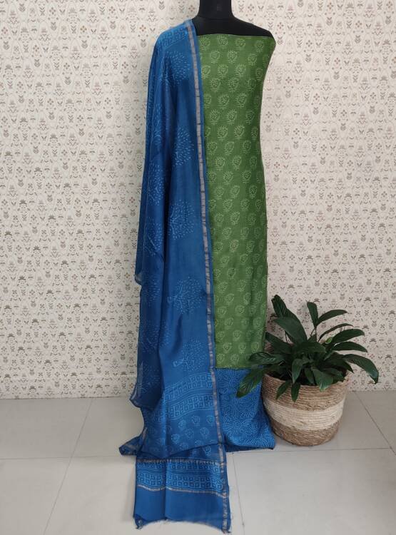 CHANDERI SILK BLOCK PRINTED SUITS