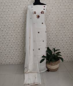 MAL CHANDERI SILK HAND EMBROIDERED SUITS