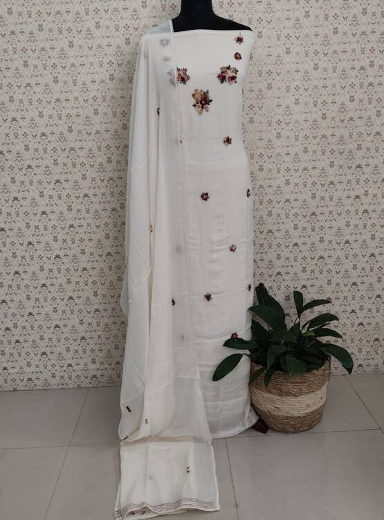 MAL CHANDERI SILK HAND EMBROIDERED SUITS