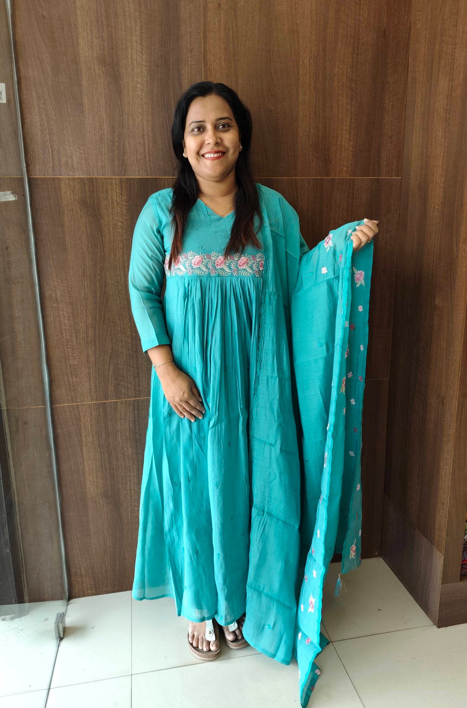 SEMI MAL CHANDERI SILK KURTI SET