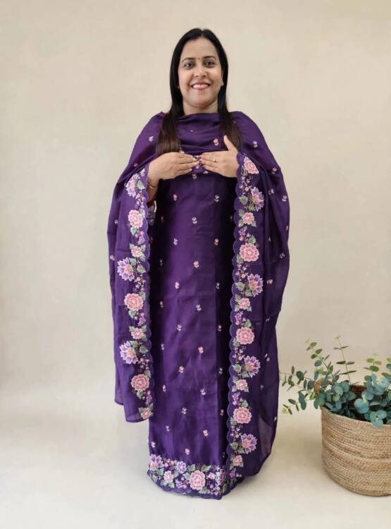 CHANDERI SILK EMBROIDERED SUITS  43344