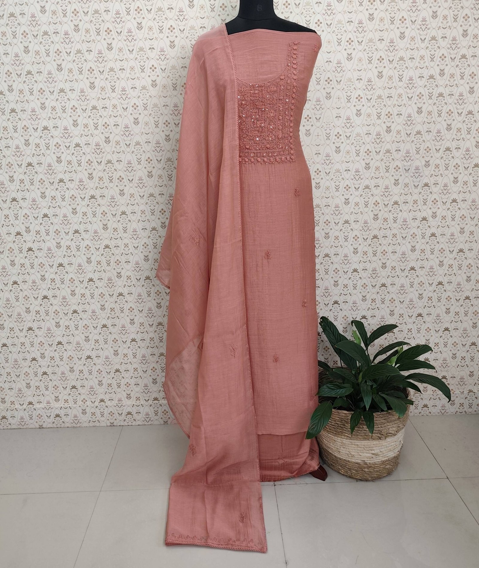 MAL CHANDERI SILK EMBRROIDERED SUITS
