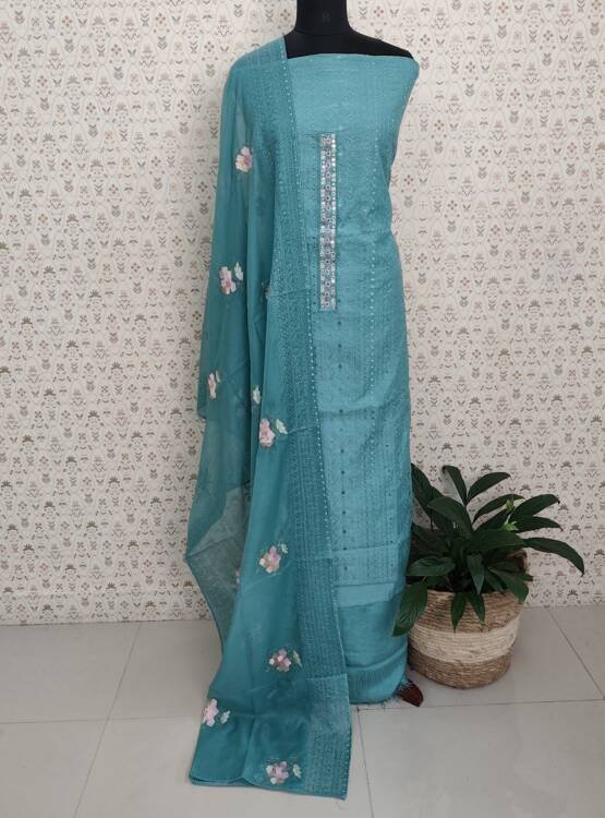 CHANDERI SILK EMBROIDERED SUITS
