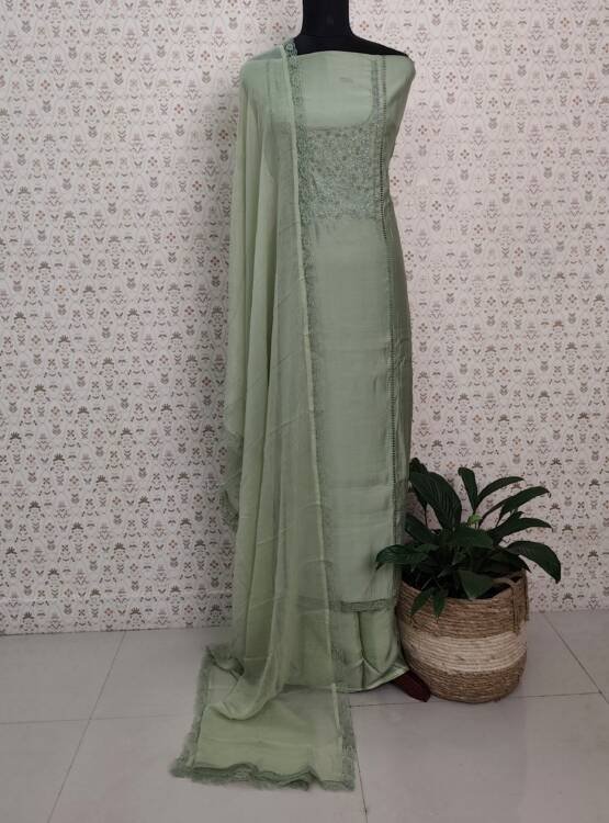 CHANDERI SILK HANDWORK SUITS