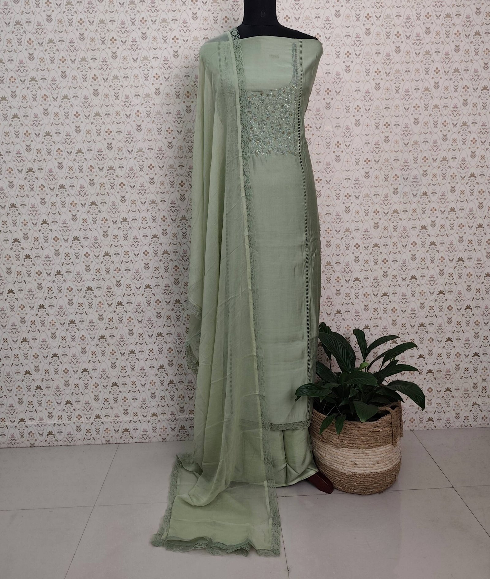 CHANDERI SILK HANDWORK SUITS