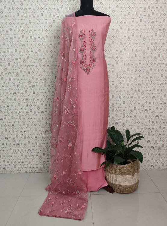 CHANDERI SILK HAND WORKED SUITS