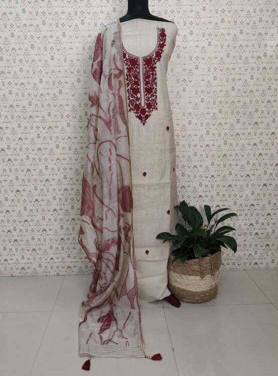 CHANDERI SILK EMBROIDERED SUITS