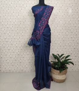 MOONGA SILK EMBROIDERED SAREES