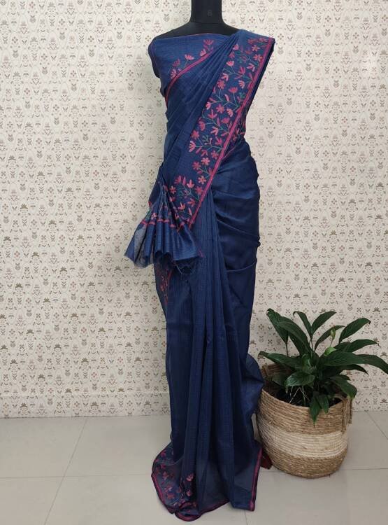 MOONGA SILK EMBROIDERED SAREES