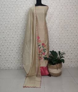 CHANDERI SILK APPLIQUE WORK SUITS