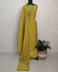 SEMI MAL CHANDERI EMBROIDERED SUITS