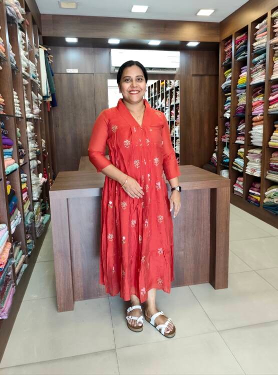 SEMI MAL CHANDERI SILK KURTI