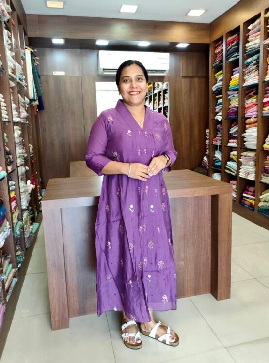 SEMI MAL CHANDERI SILK KURTI