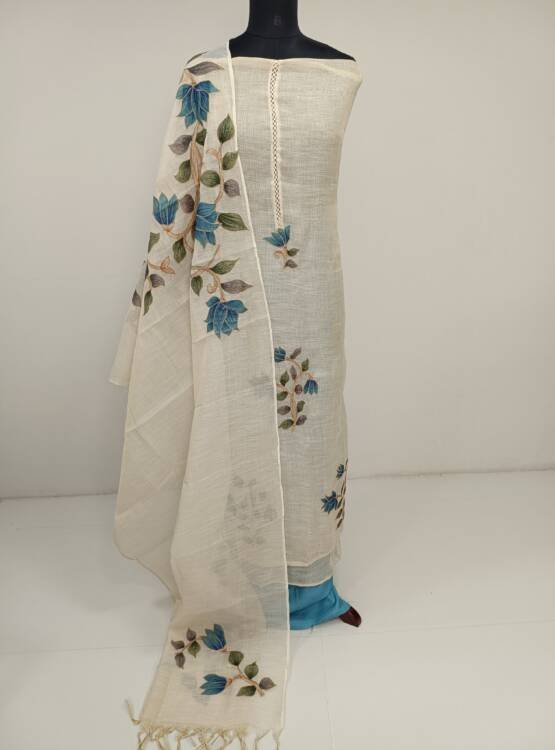 JUTE COTTON APPLIQUE SUITS