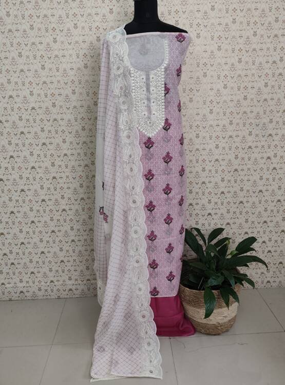 CHANDERI SILK EMBROIDERED SUITS