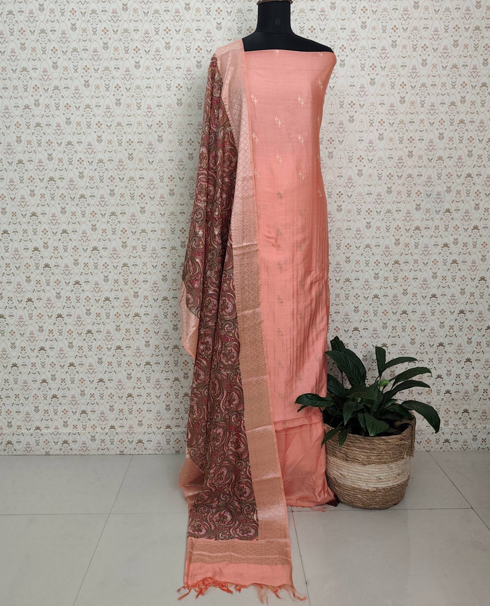 CHANDERI SILK BANARASI WEAVING SUITS-43381