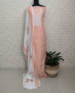 CHANDERI SILK EMBROIDERED SUITS