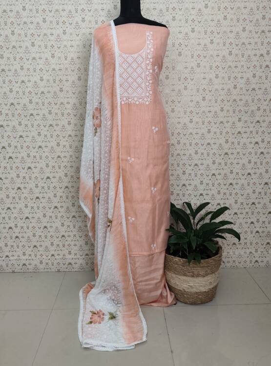 CHANDERI SILK EMBROIDERED SUITS