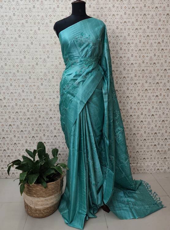 TUSSER SILK EMBROIDERED SAREE-40980