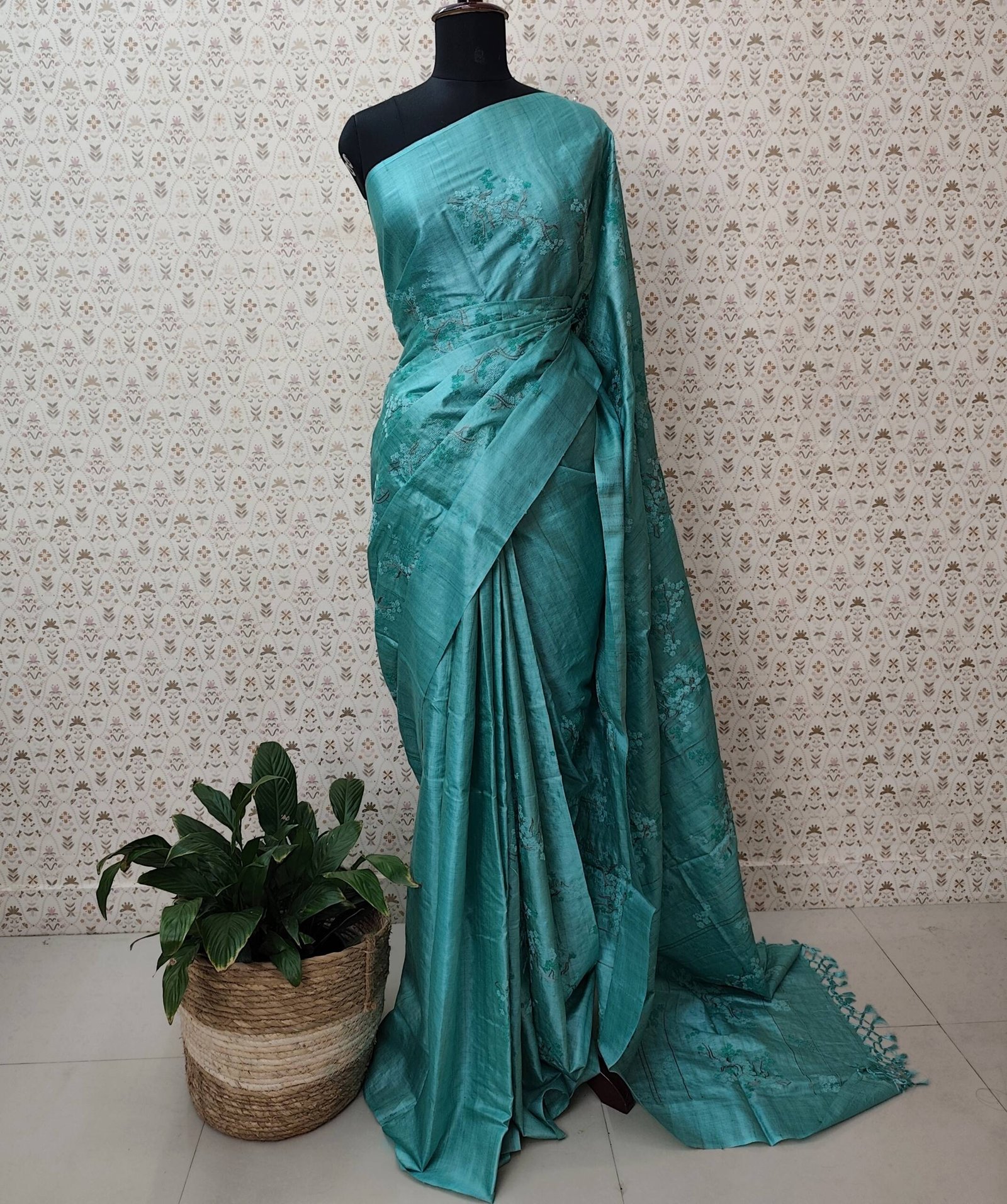 TUSSER SILK EMBROIDERED SAREE-40980
