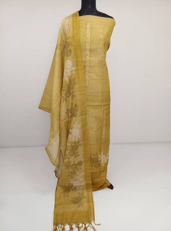 CHANDERI TISSUE EMBROIDERED SUIT