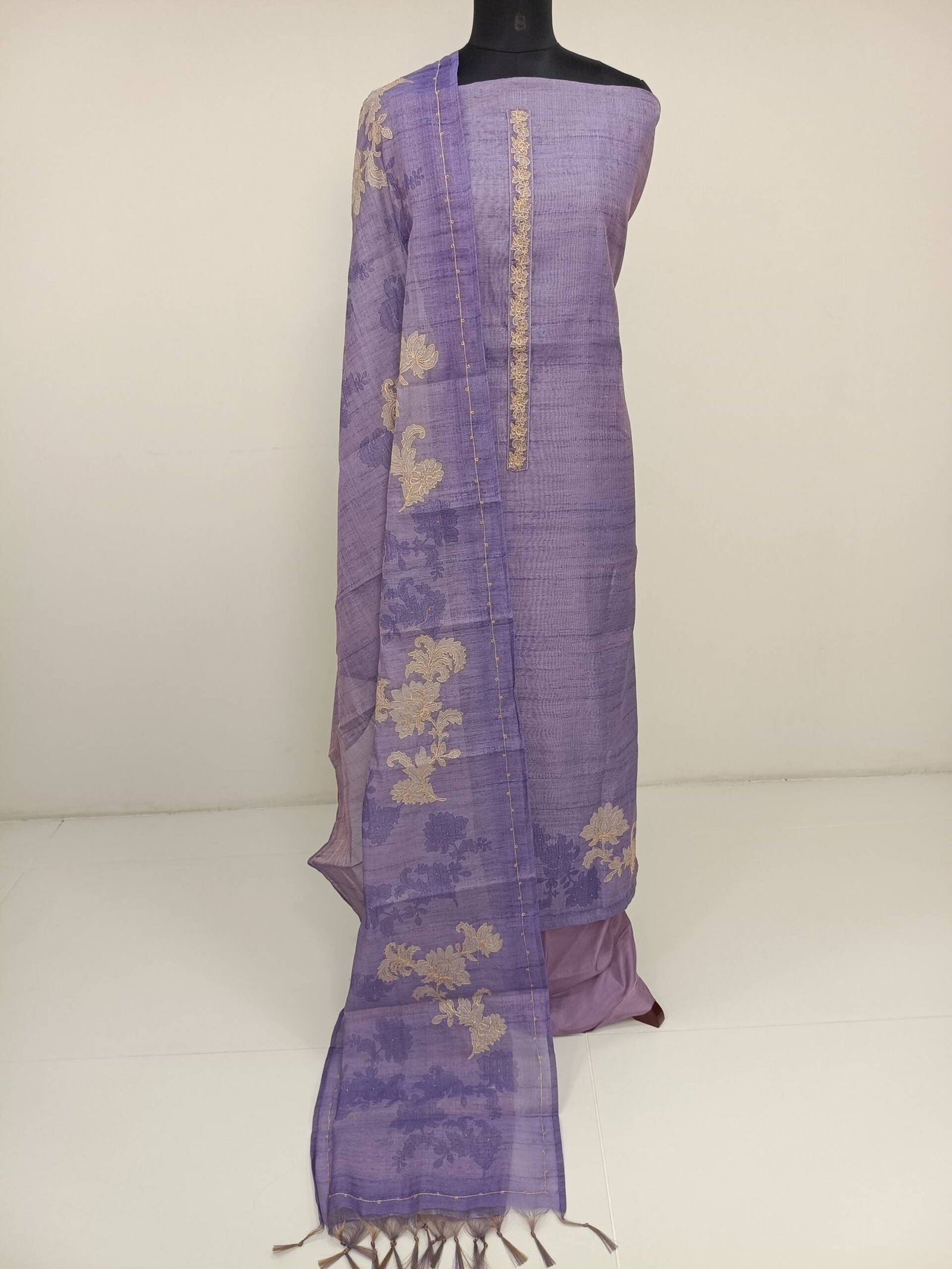 CHANDERI TISSUE EMBROIDERED SUIT