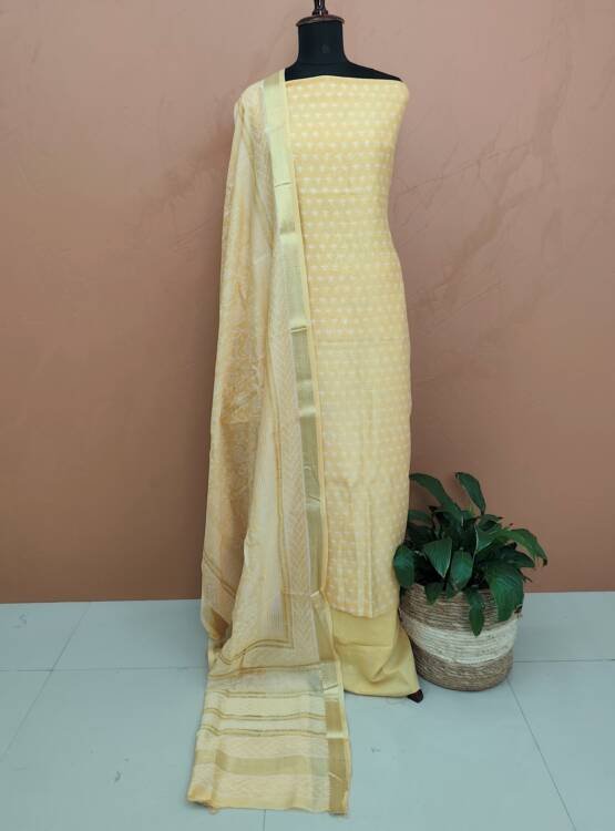CHANDERI SILK PRINTED SUIT