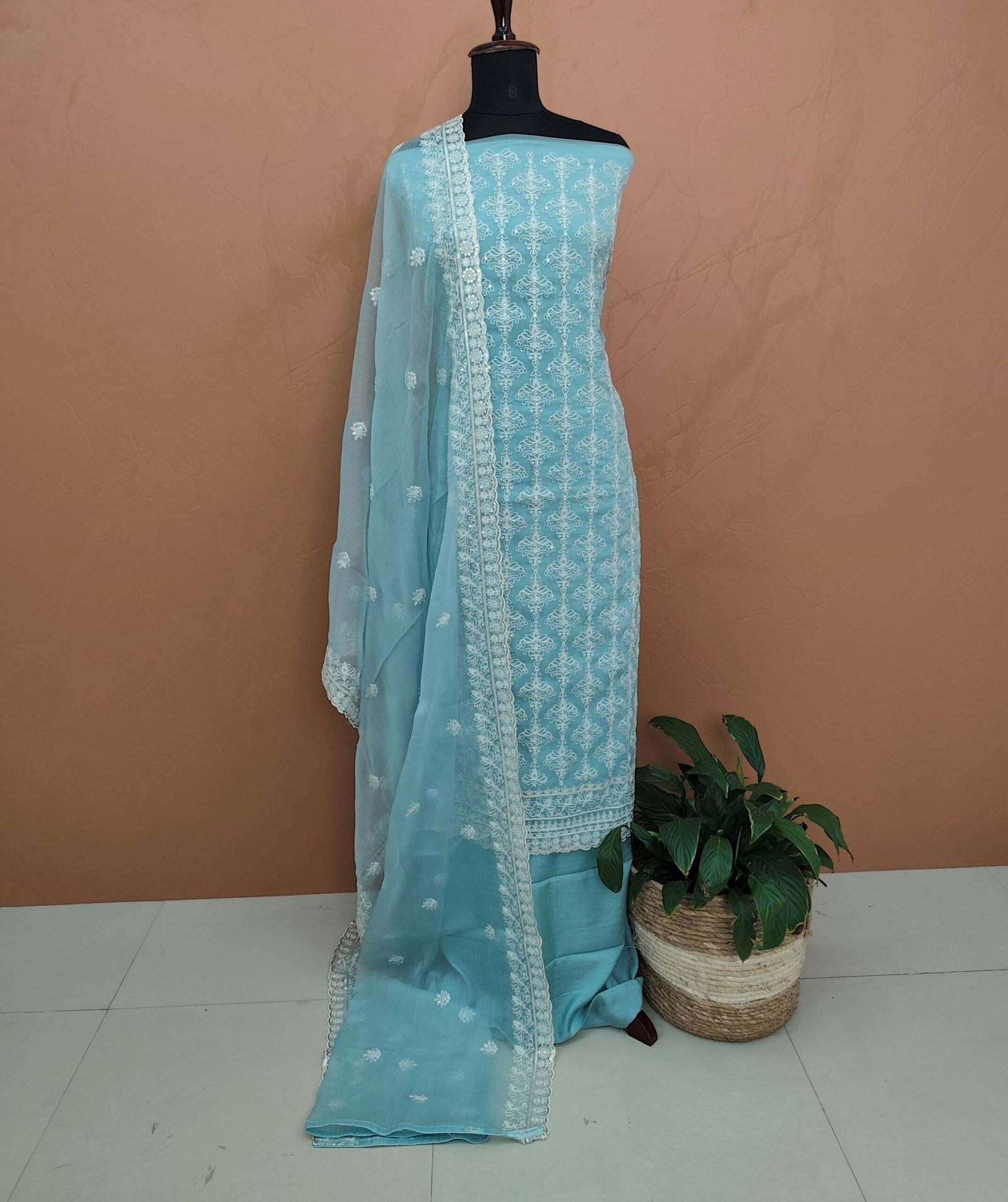 CREPE SILK EMBROIDERED SALWAR SUITS