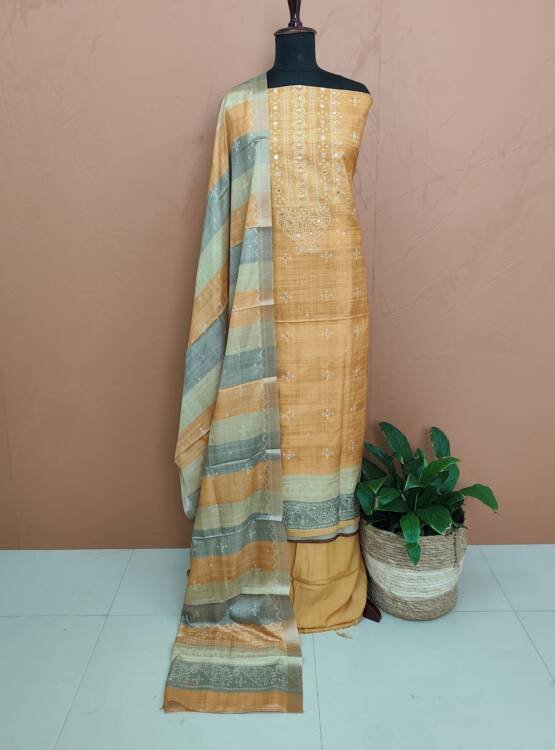 SEMI CHANDERI SILK SUITS
