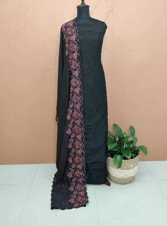 CHANDERI SILK EMBROIDERED SUITS