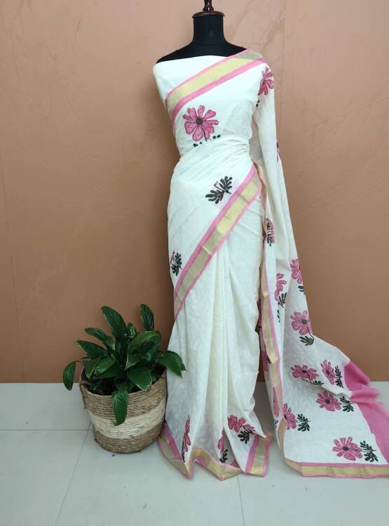 COTTON BRUSH PAINTED SAREES