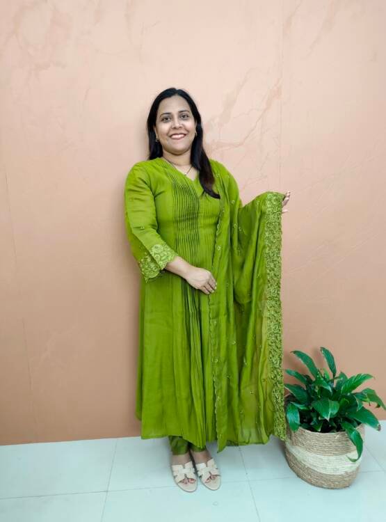 MAL CHANDERI SILK KURTI SET