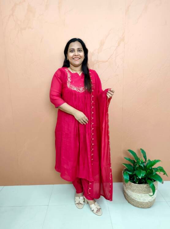 MAL CHANDERI SILK KURTI SET