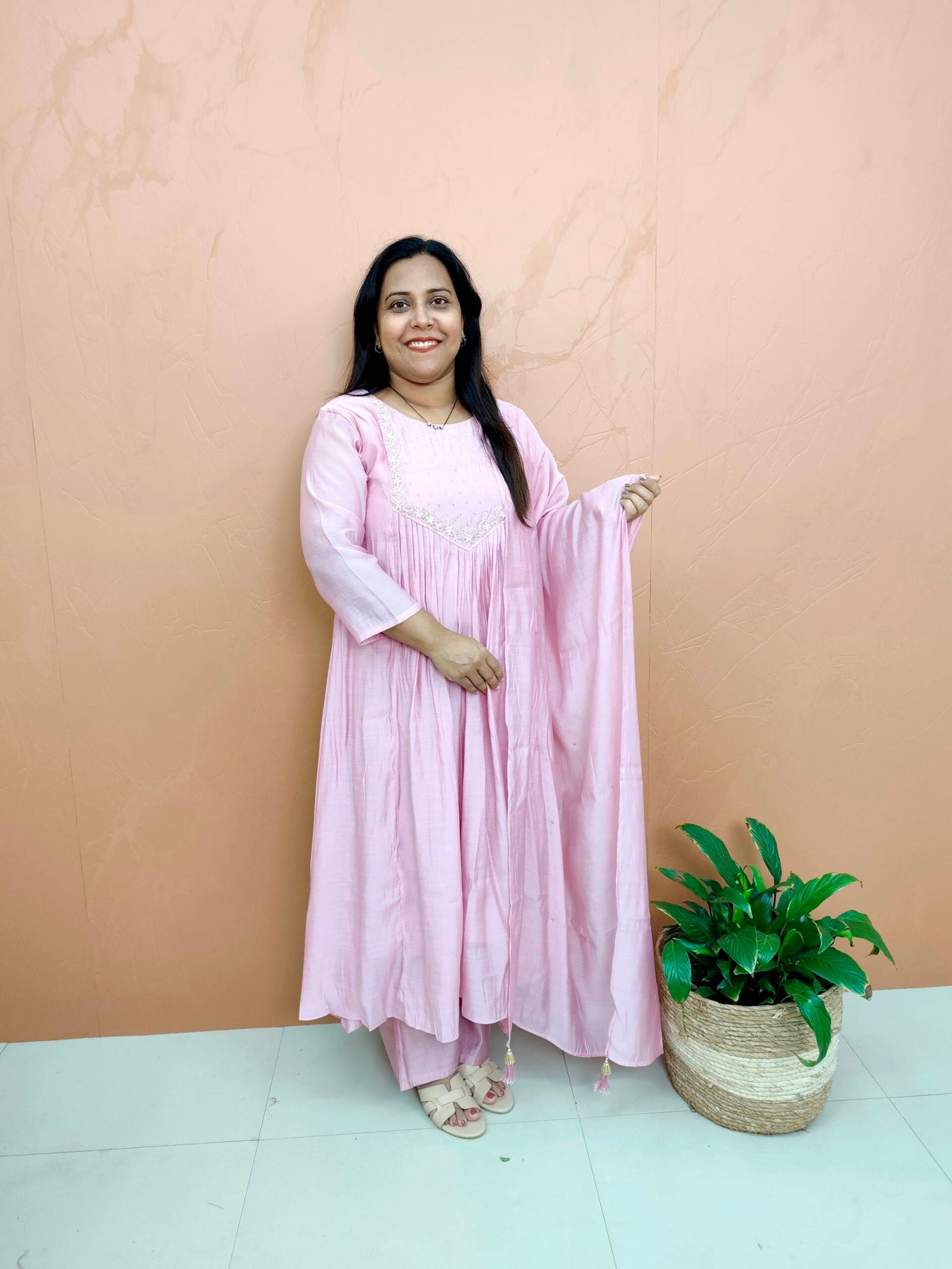 MAL CHANDERI SILK KURTI SET