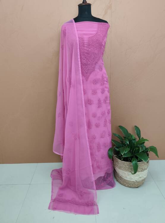 GEORGETTE LUCKNOWI EMBROIDERED SUITS-43564