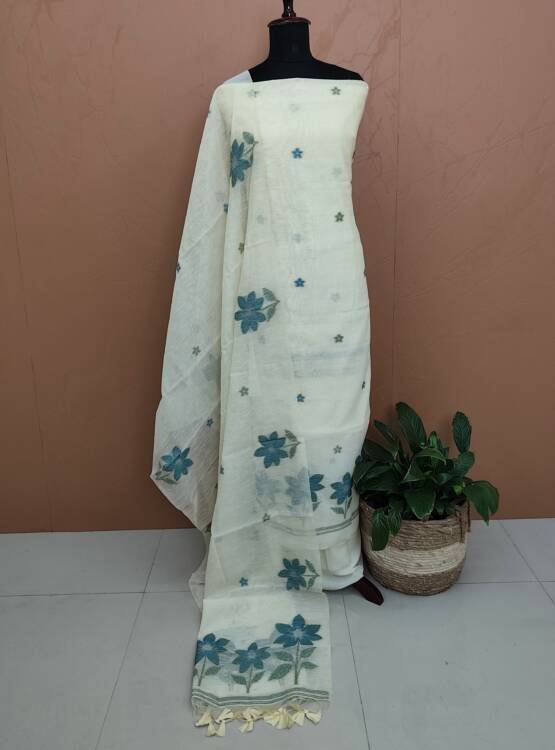 CHANDERI SILK JAMDHANI WEAVING SUITS-43576