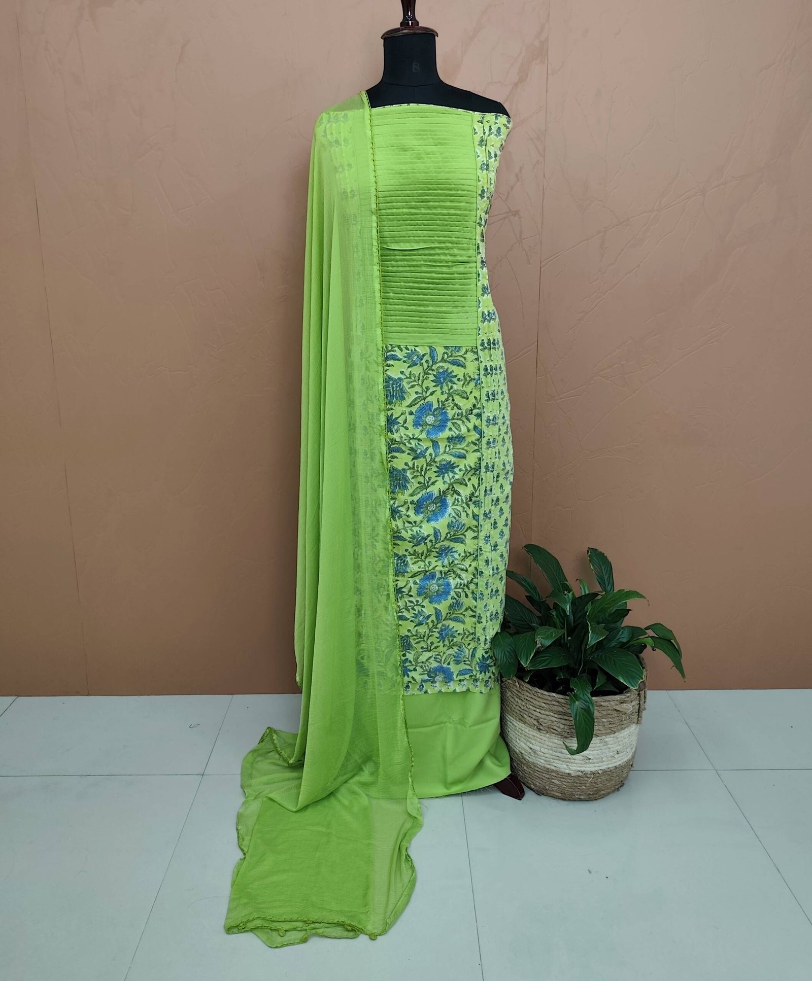 PRINTED COTTON SEMI STITCHED SUITS-43603