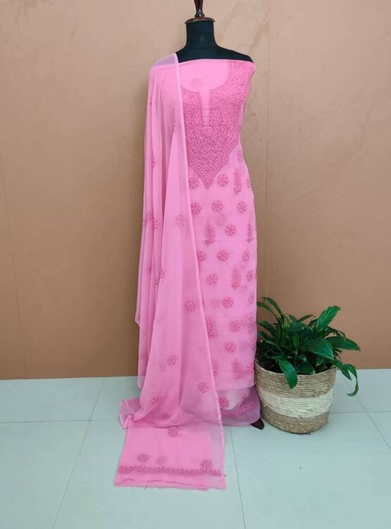 GEORGETTE LUCKNOWI EMBROIDERED SUITS-43599
