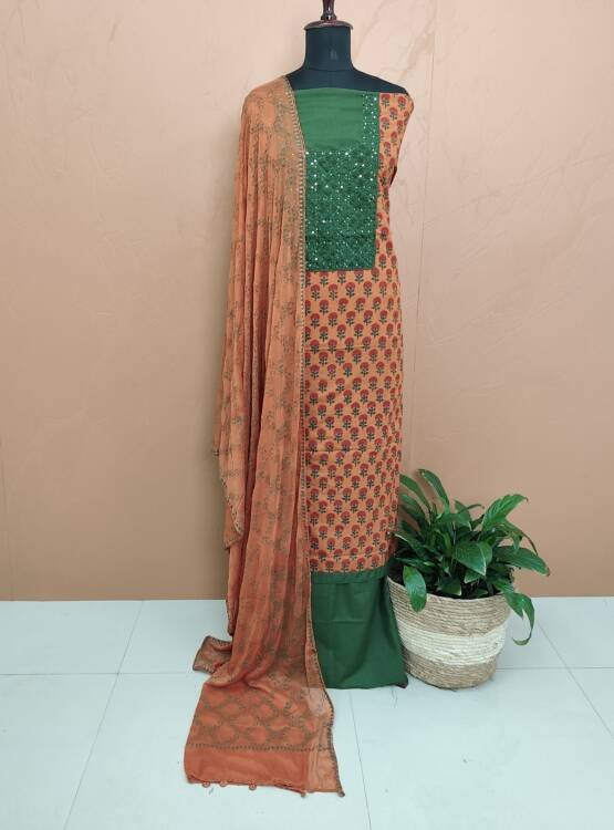 LINEN COTTON EMBROIDERED SUITS-43600
