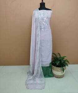 CHANDERI SILK EMBROIDERED SUITS-43601