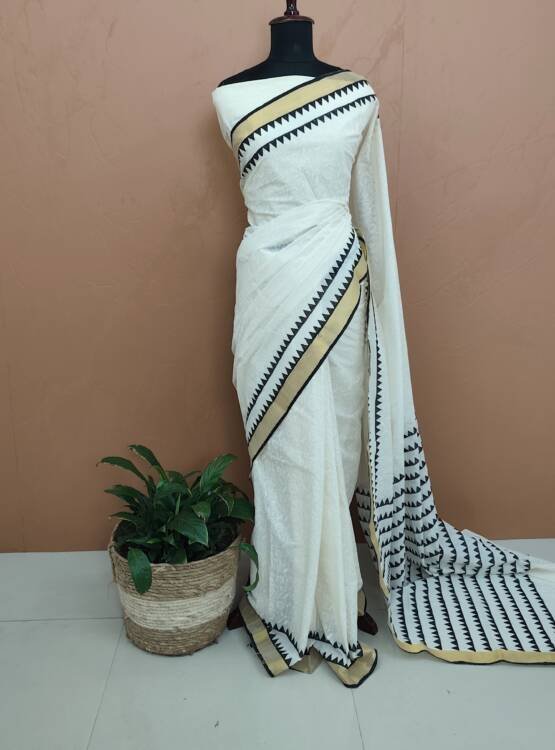 COTTTON BLOCK PRINTED SAREES-43578