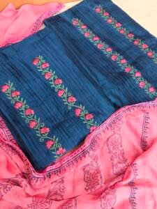 CHANDERI SILK EMBROIDERED SUITS-43613