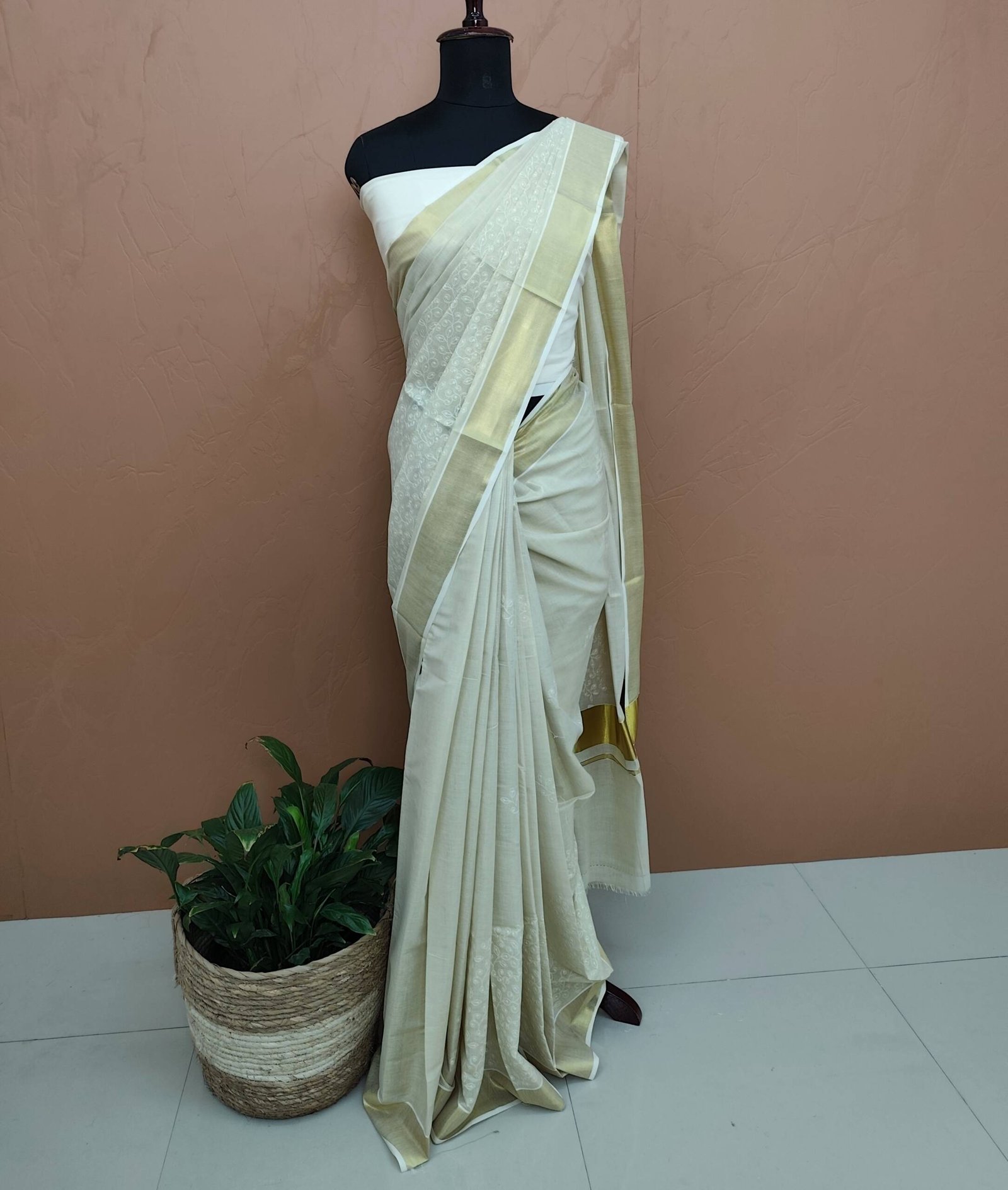 COTTON TISSUE KASAVU SAREE-42605