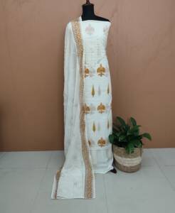 CHANDERI SILK EMBROIDERED SUITS-43517