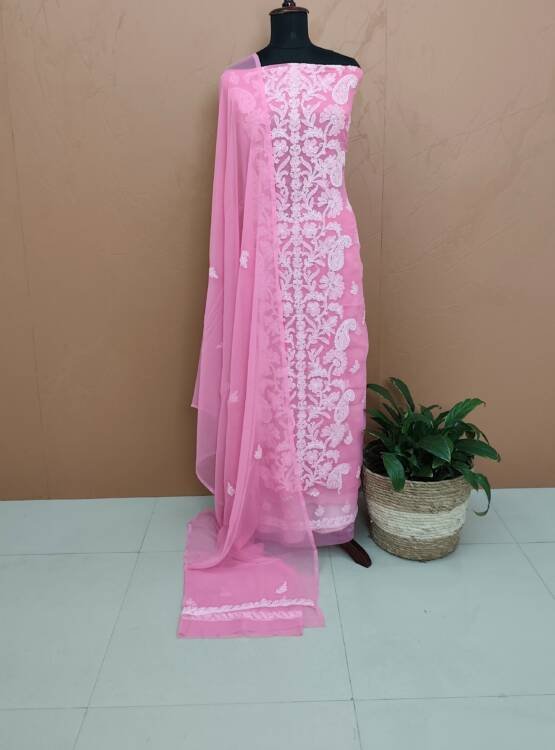 GEORGETTE LUCKNOWI EMBROIDERED SUITS-43564