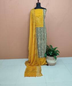 MIRROR WORKED COTTON SUITS-43600