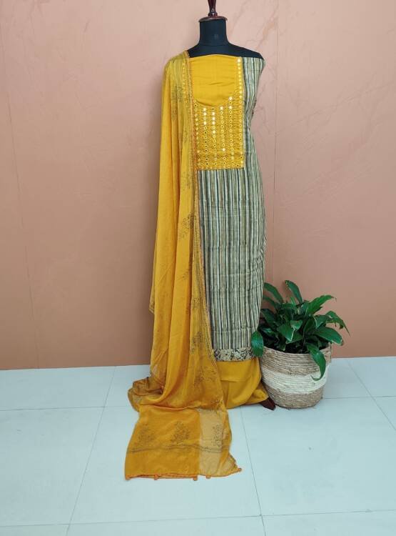 MIRROR WORKED COTTON SUITS-43600