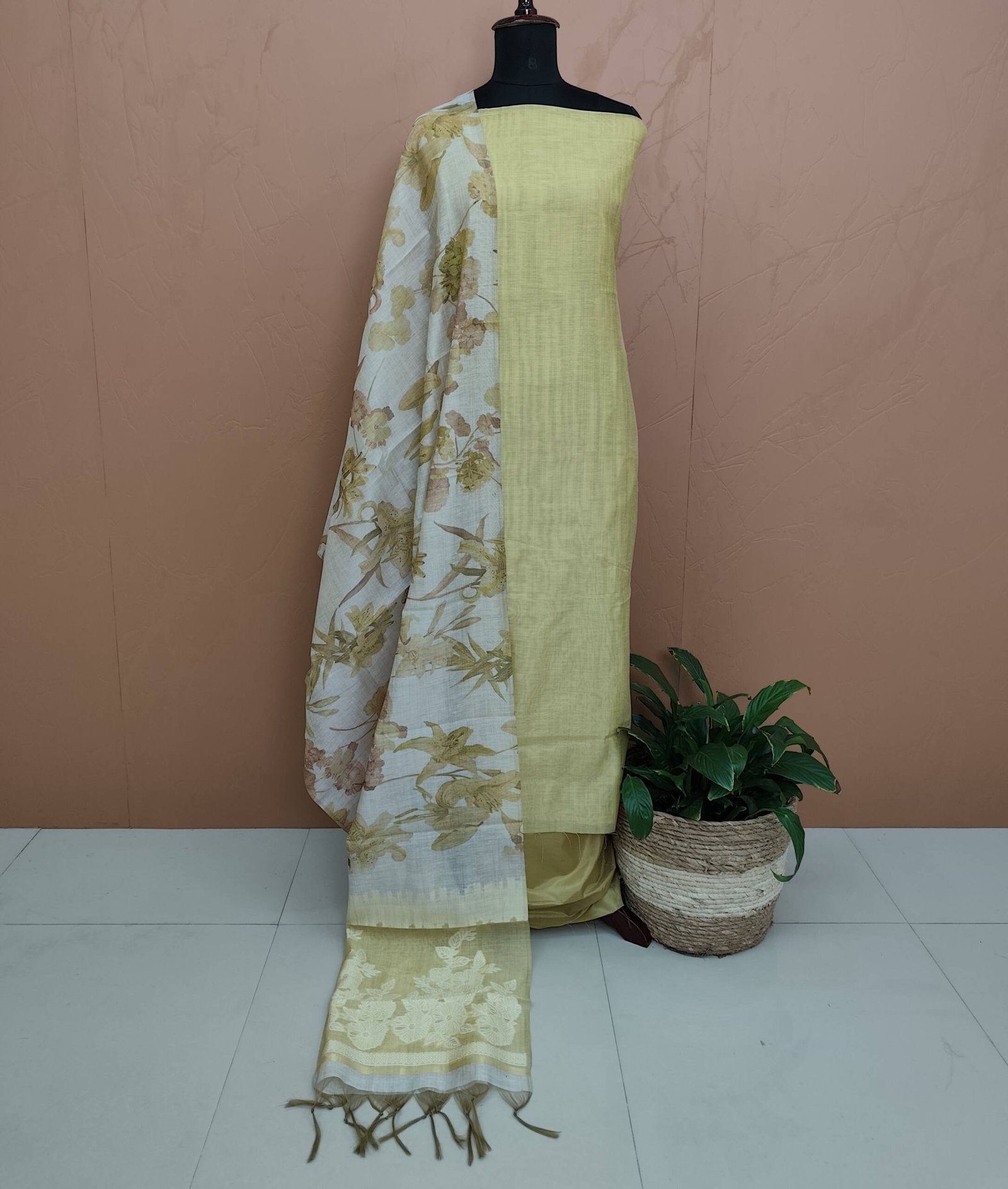 SEMI CHANDERI SILK SALWAR SUITS-43598